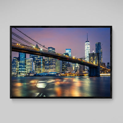 Brooklyn Bridge Night Lights New York Wall Art - Luxury Art Canvas