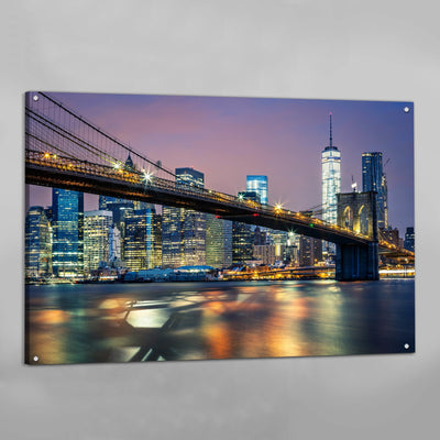 Brooklyn Bridge Night Lights New York Wall Art - Luxury Art Canvas