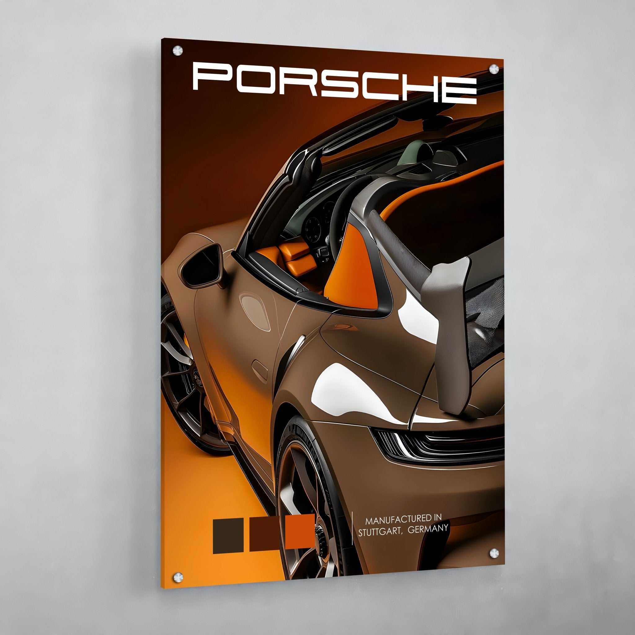 Brown Porsche Canvas Wall Art - Luxury Art Canvas