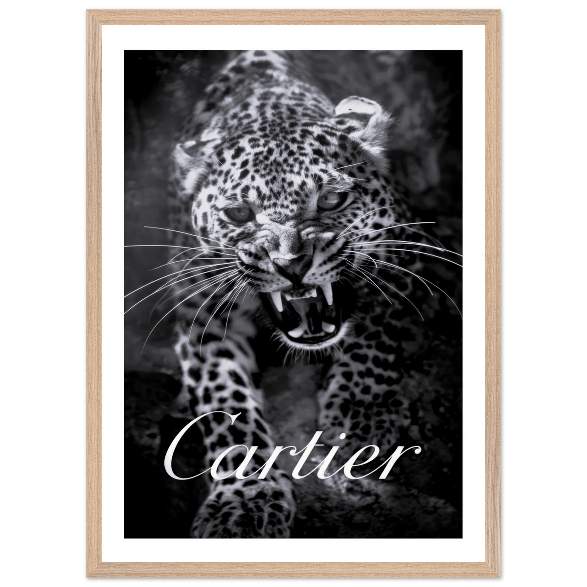 Cartier Leopard Black and White Wall Art - Luxury Art Canvas