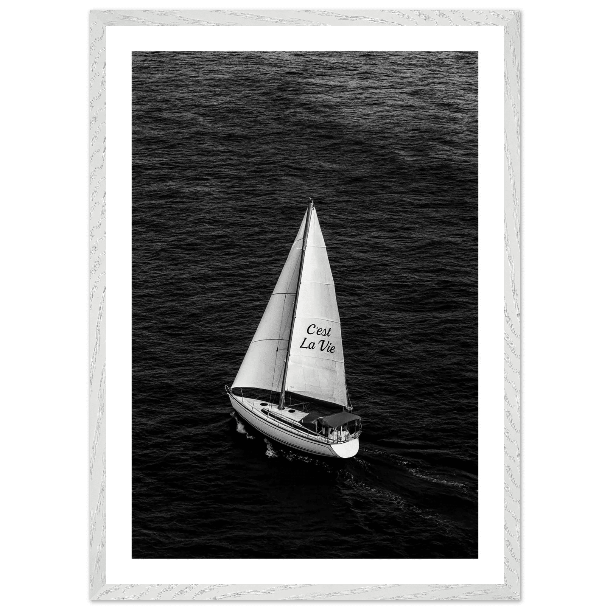 C'est La Vie Sailboat Black and White Wall Art - Luxury Art Canvas