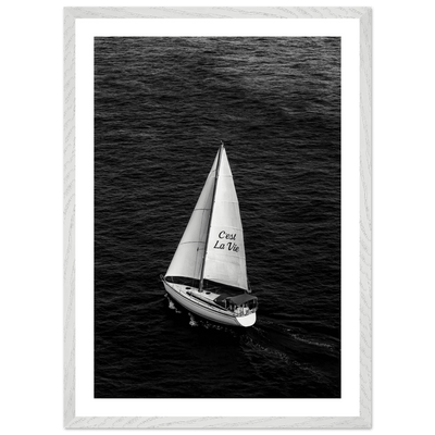 C'est La Vie Sailboat Black and White Wall Art - Luxury Art Canvas