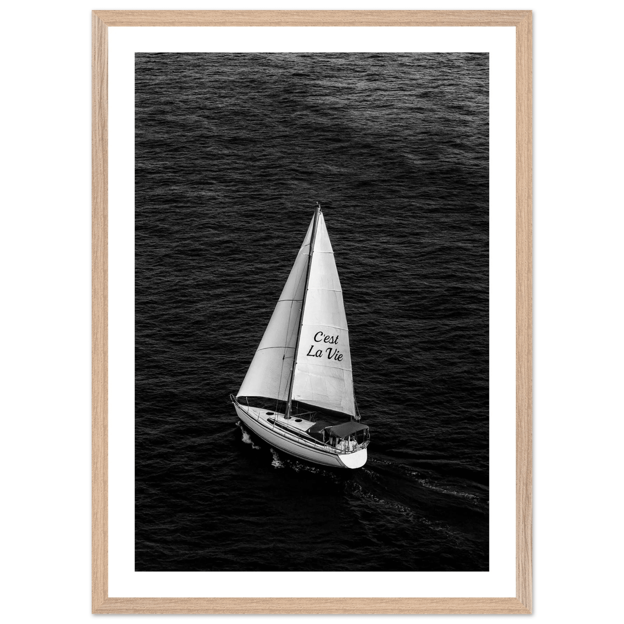 C'est La Vie Sailboat Black and White Wall Art - Luxury Art Canvas