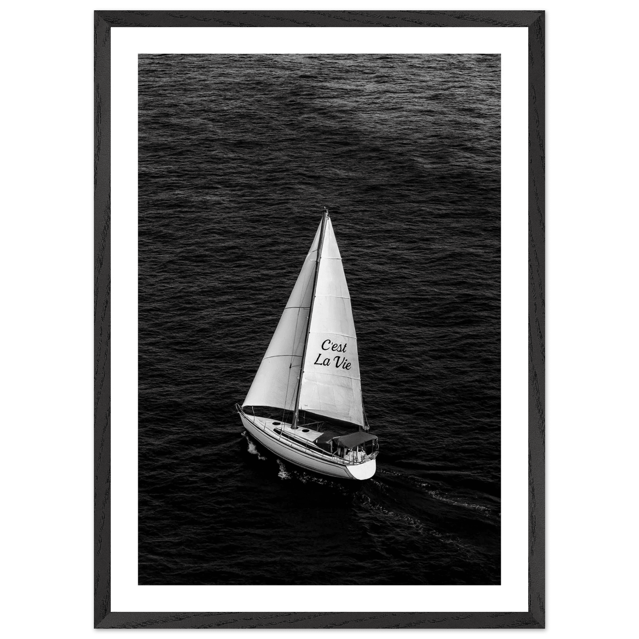 C'est La Vie Sailboat Black and White Wall Art - Luxury Art Canvas