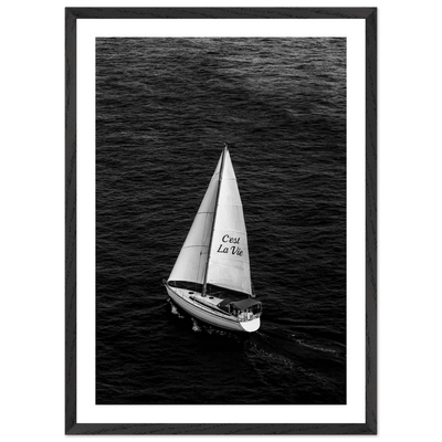 C'est La Vie Sailboat Black and White Wall Art - Luxury Art Canvas