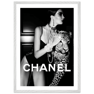 Chanel Leopard Black and White Wall Art - Luxury Art Canvas