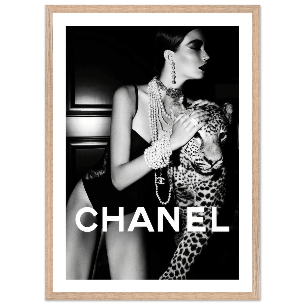 Chanel Leopard Black and White Wall Art - Luxury Art Canvas