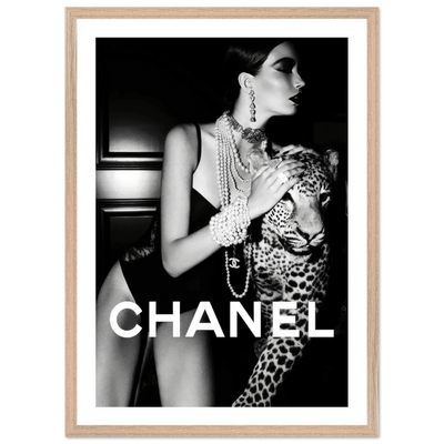 Chanel Leopard Black and White Wall Art - Luxury Art Canvas
