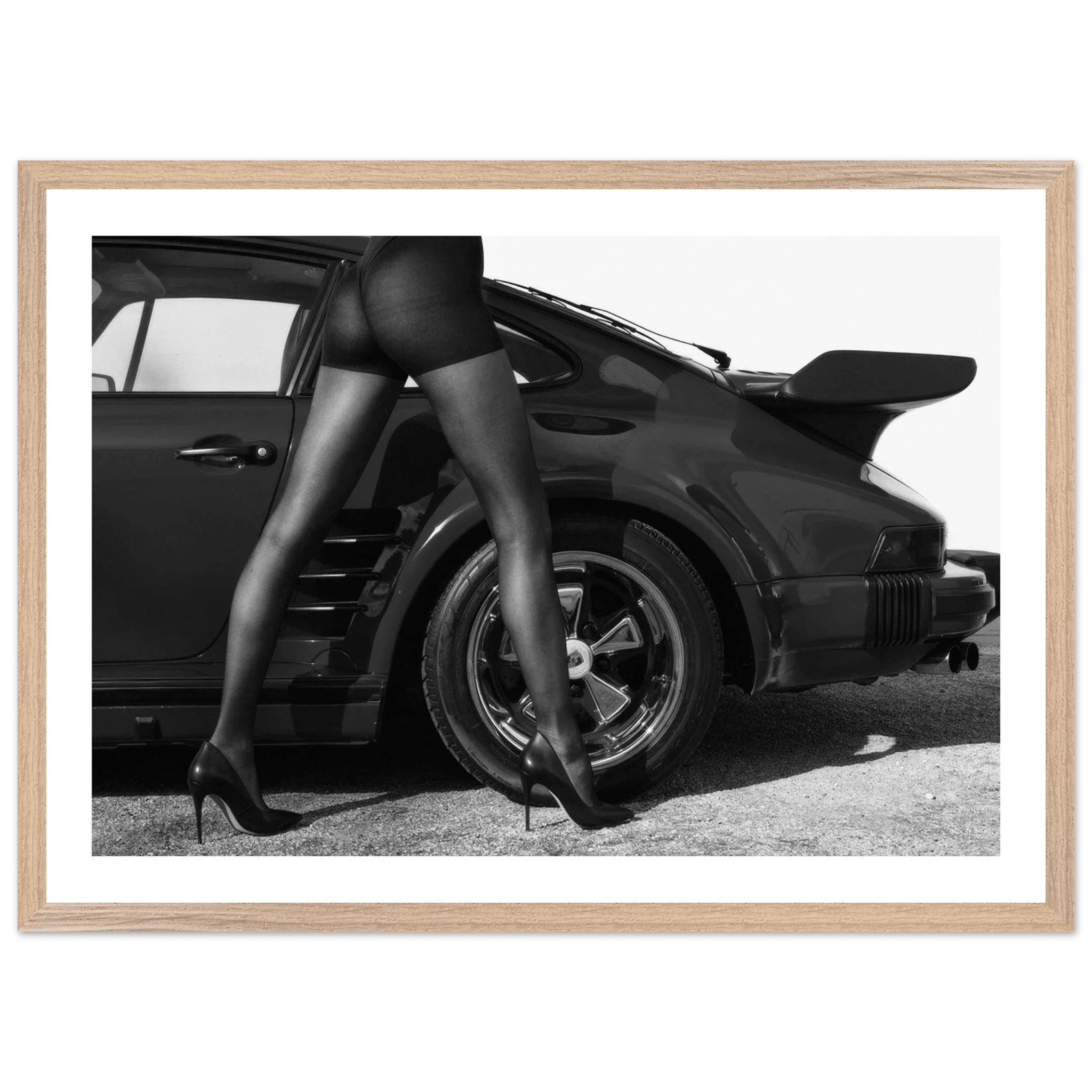 Chic Vintage Porsche Black and White Wall Art - Luxury Art Canvas
