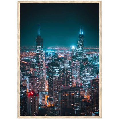 Chicago Skyline at Night Wall Art - Luxury Art Canvas