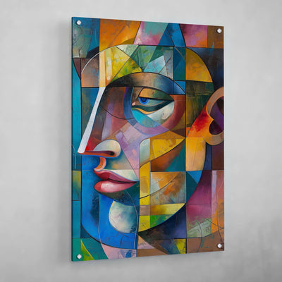 Colorful Abstract Face Cubism Wall Art - Luxury Art Canvas