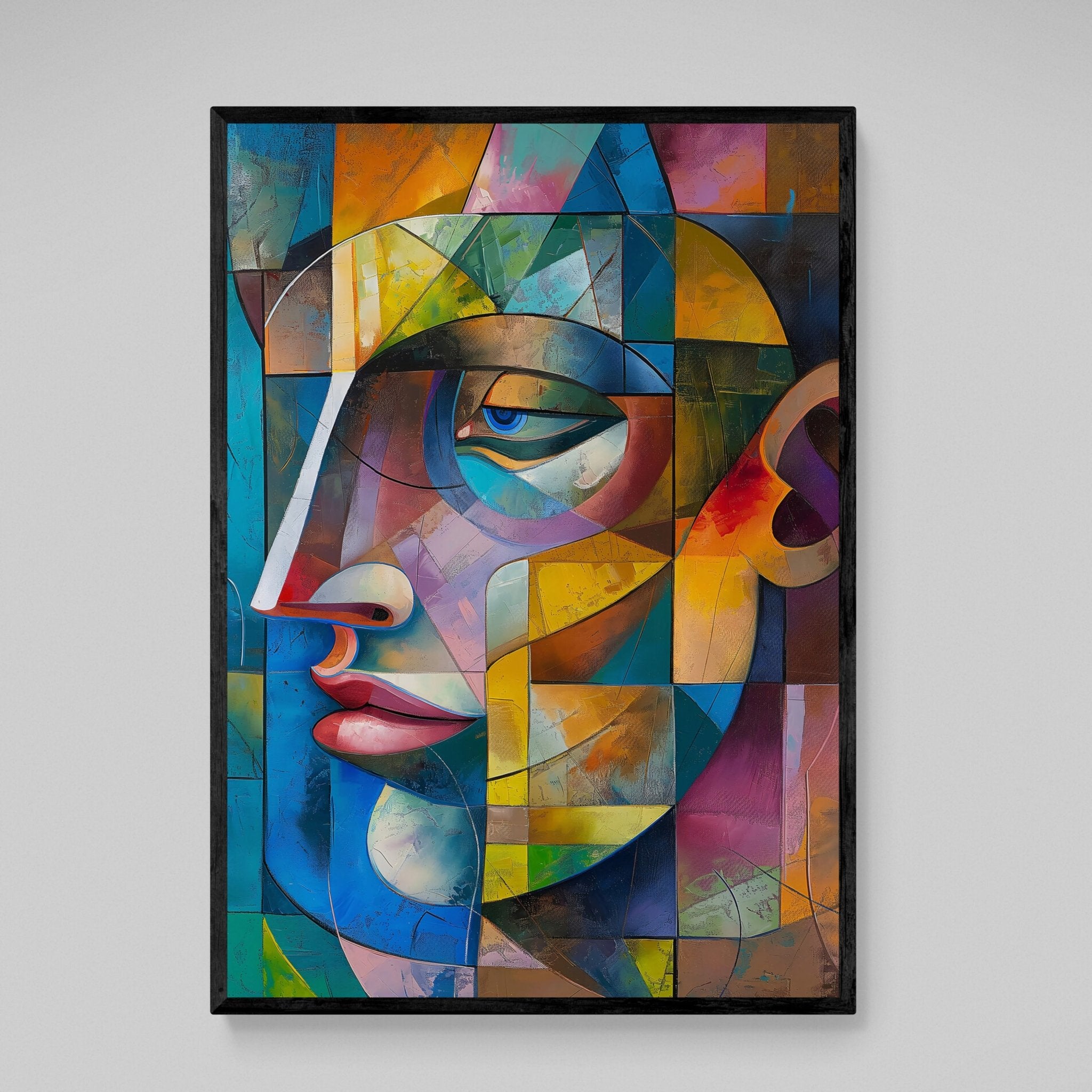 Colorful Abstract Face Cubism Wall Art - Luxury Art Canvas