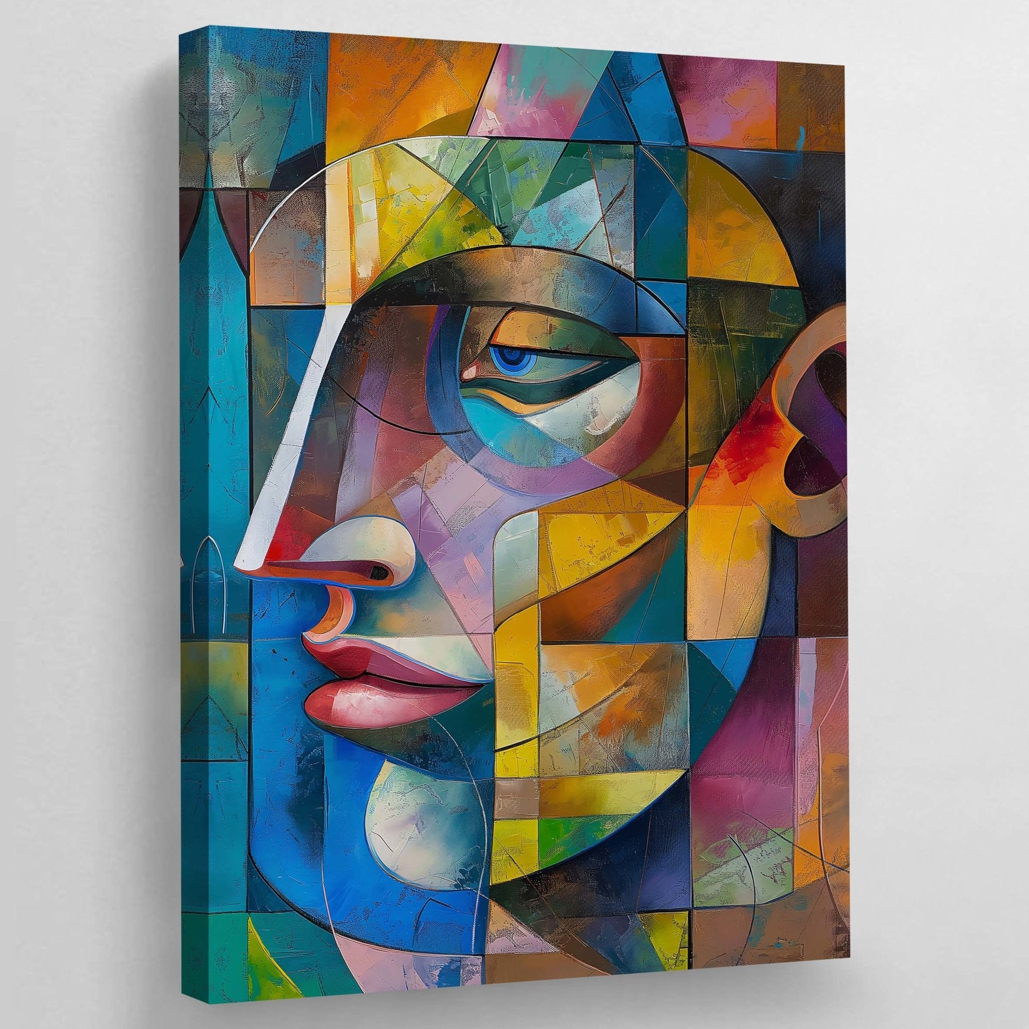 Colorful Abstract Face Cubism Wall Art - Luxury Art Canvas
