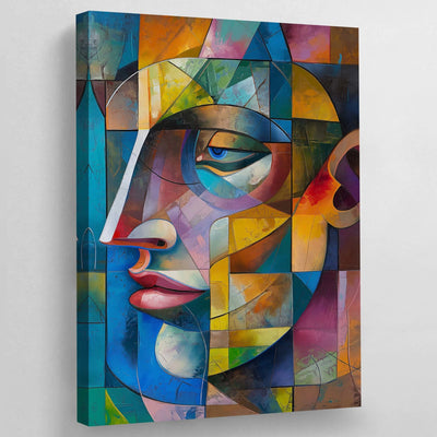 Colorful Abstract Face Cubism Wall Art - Luxury Art Canvas