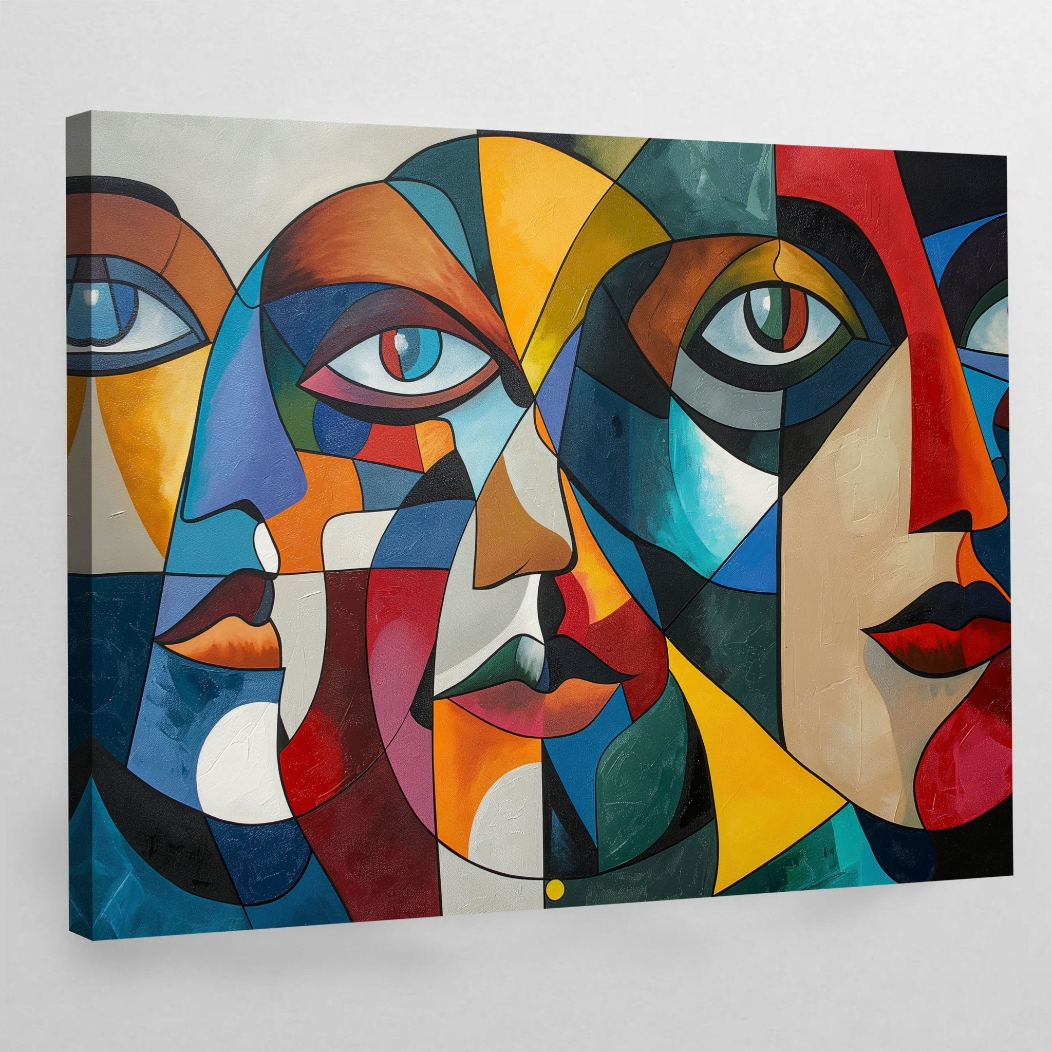 Colorful Abstract Faces Cubism Wall Art - Luxury Art Canvas
