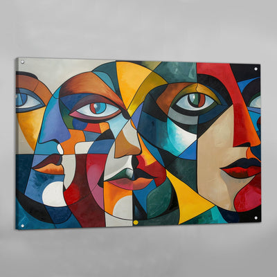 Colorful Abstract Faces Cubism Wall Art - Luxury Art Canvas