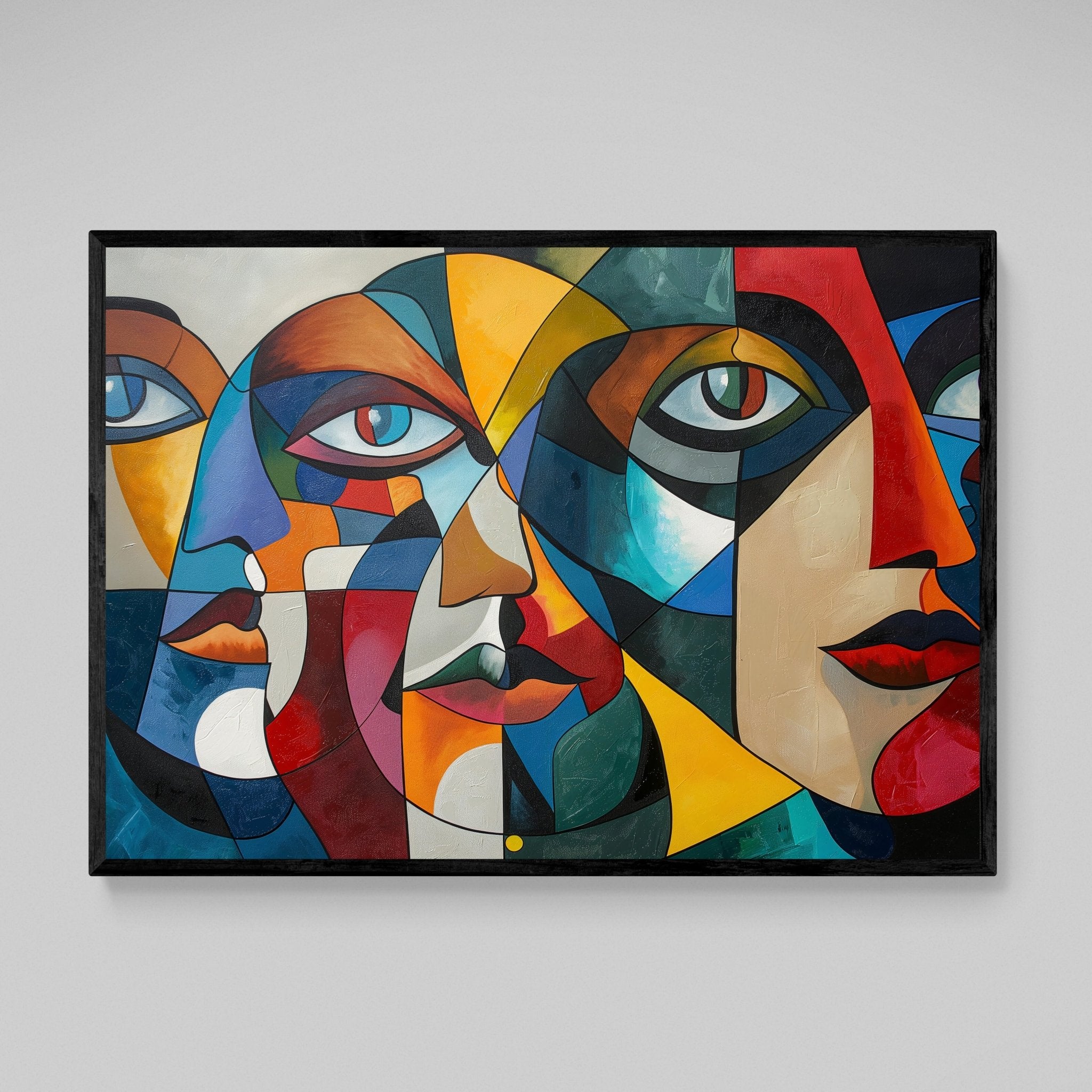 Colorful Abstract Faces Cubism Wall Art - Luxury Art Canvas