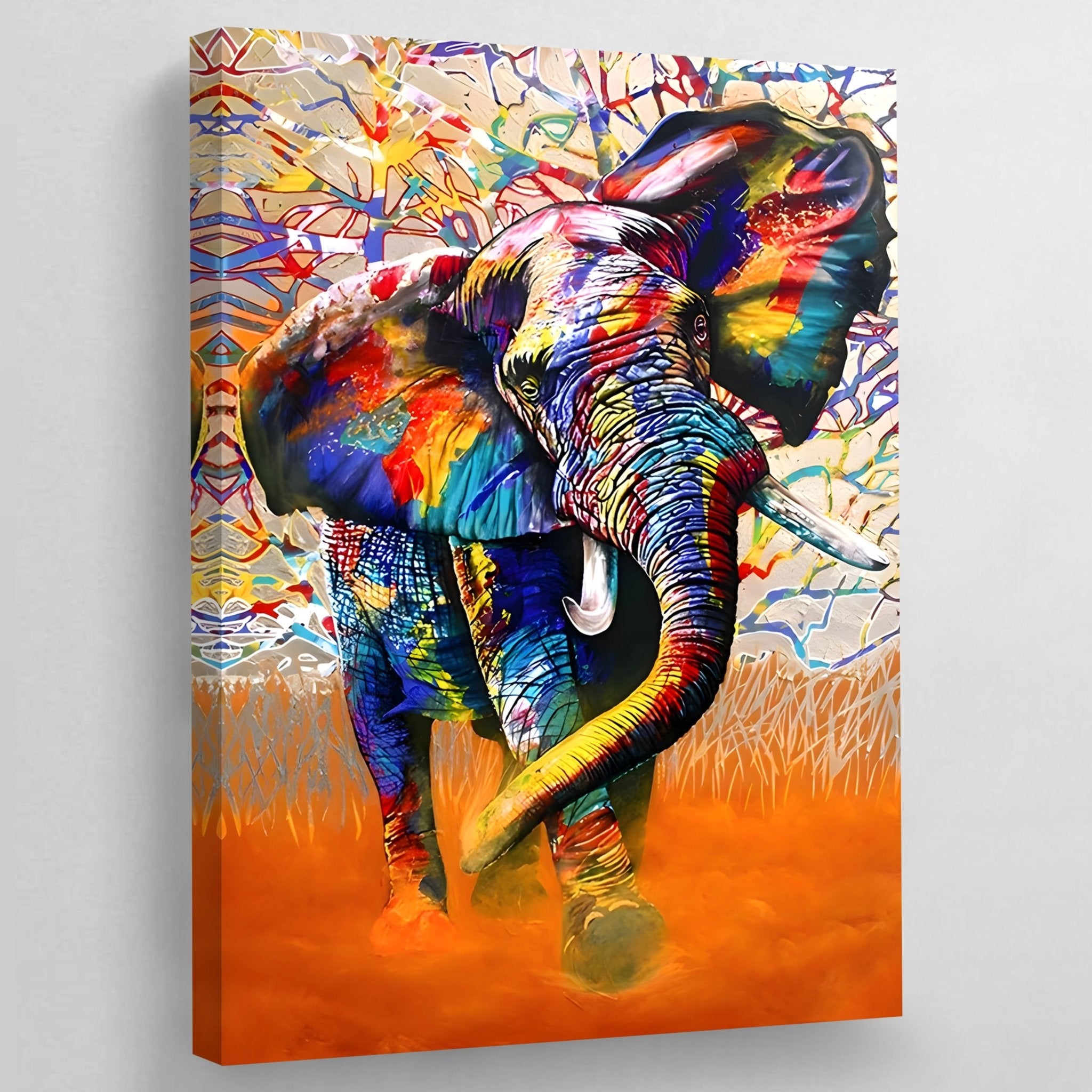 Colorful Elephant Wall Art - Luxury Art Canvas