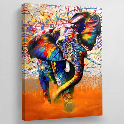Colorful Elephant Wall Art - Luxury Art Canvas