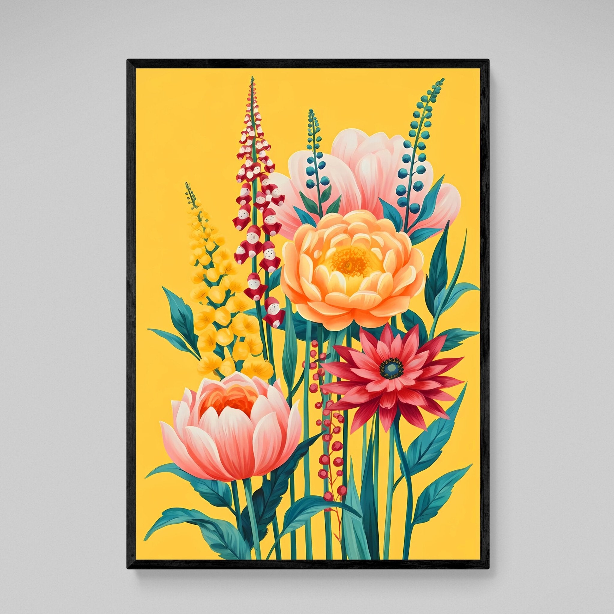 Colorful Flowers Abstract Wall Art - Luxury Art Canvas