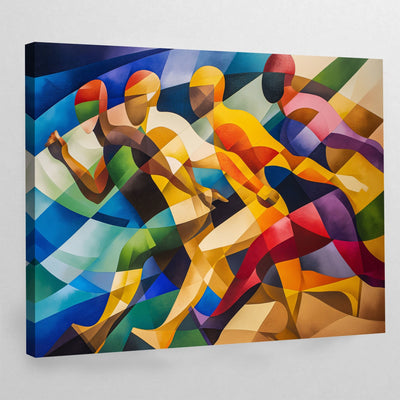 Dancing Figures Cubism Canvas Wall Art - Luxury Art Canvas