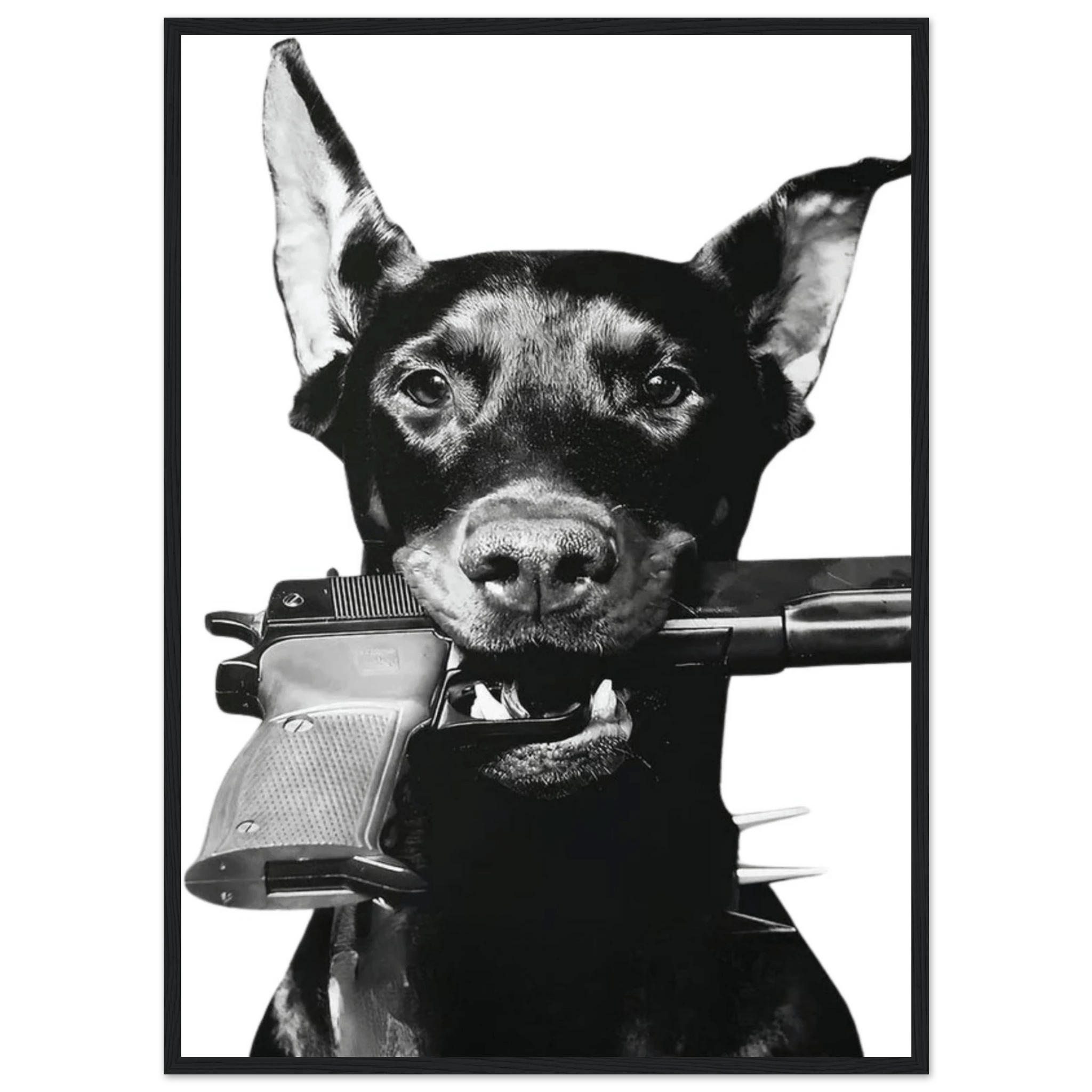 Doberman Black and White Wall Art - Luxury Art Canvas