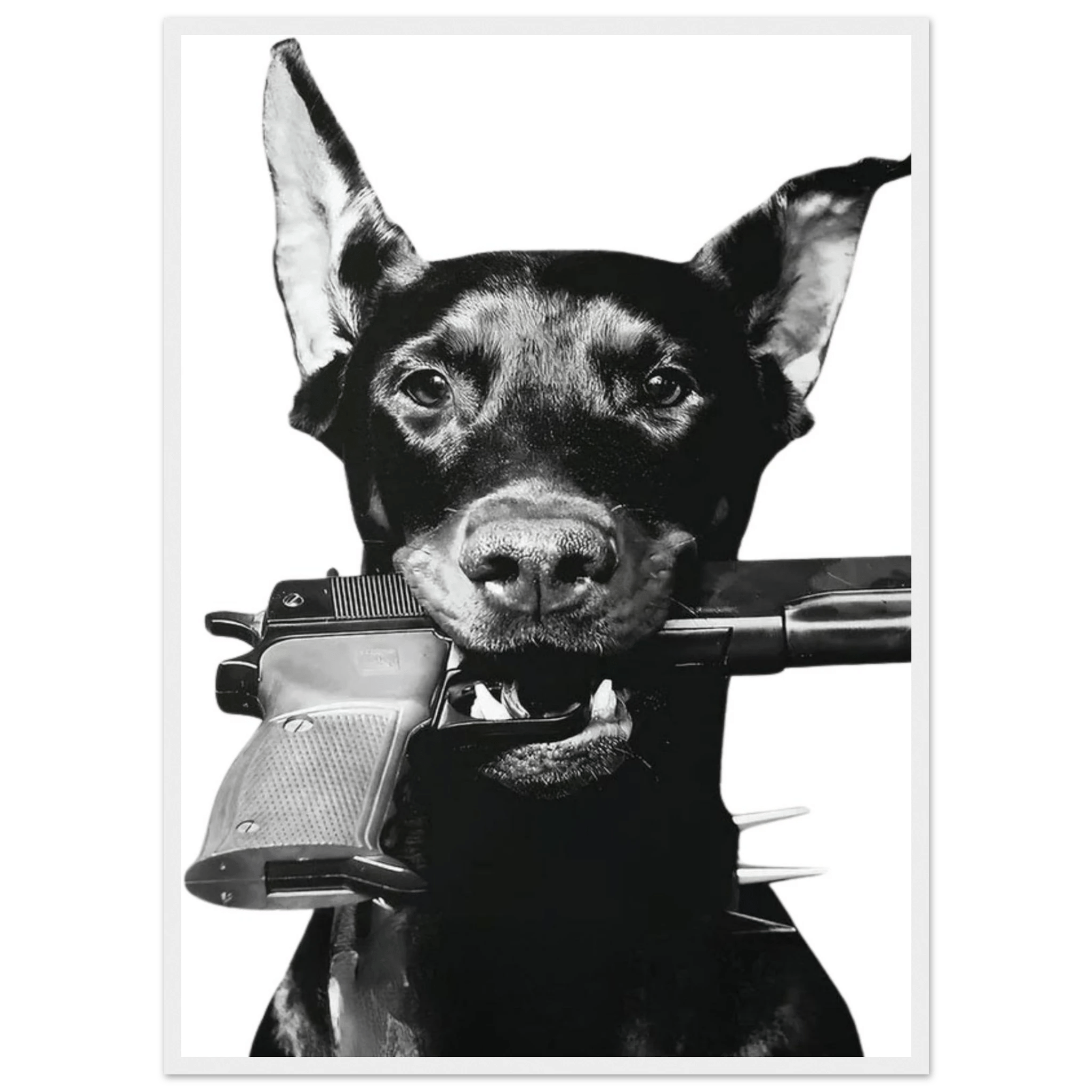 Doberman Black and White Wall Art - Luxury Art Canvas