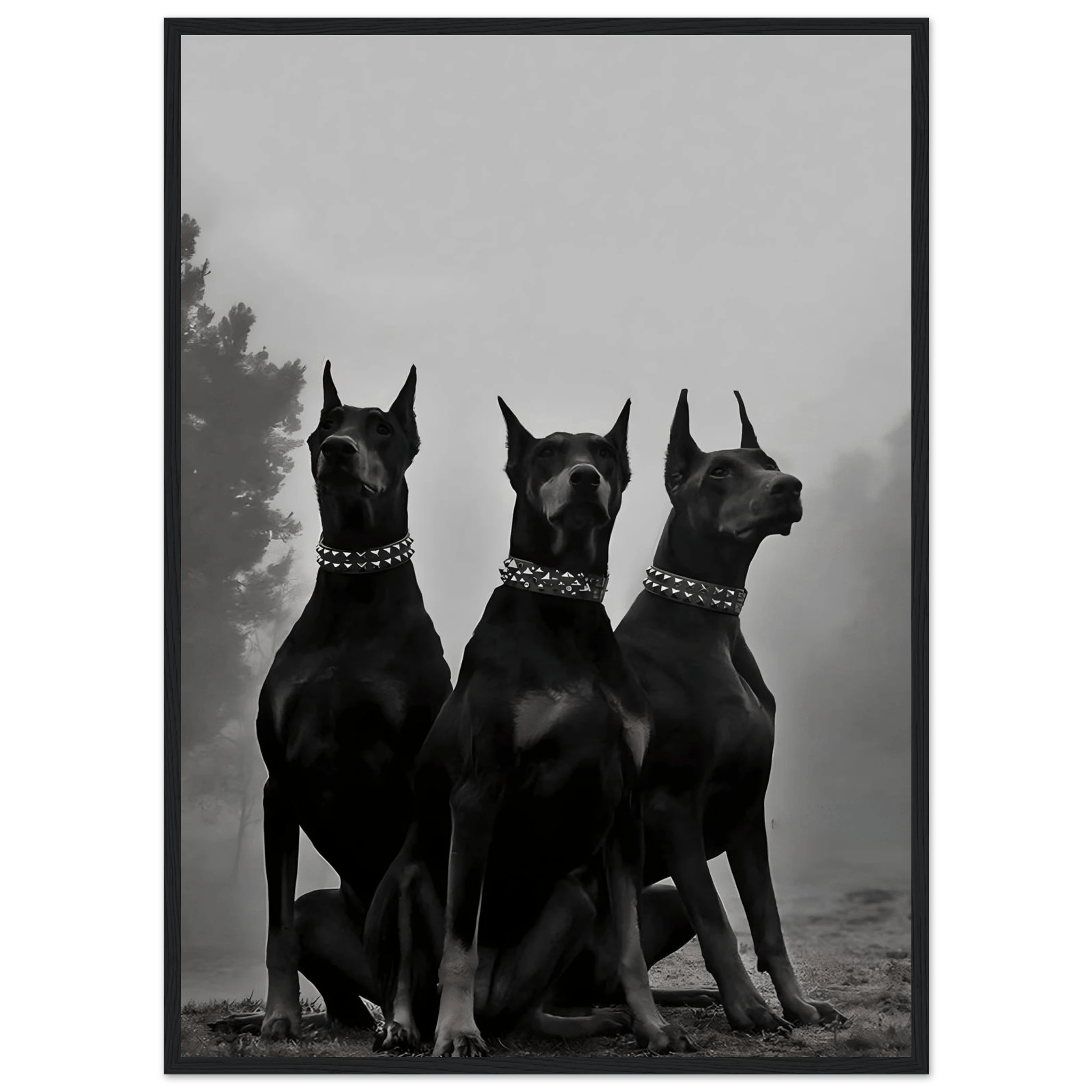 Dobermans Black and White Wall Art - Luxury Art Canvas