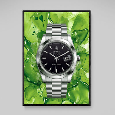 Emerald Splash Rolex Wall Art - Luxury Art Canvas