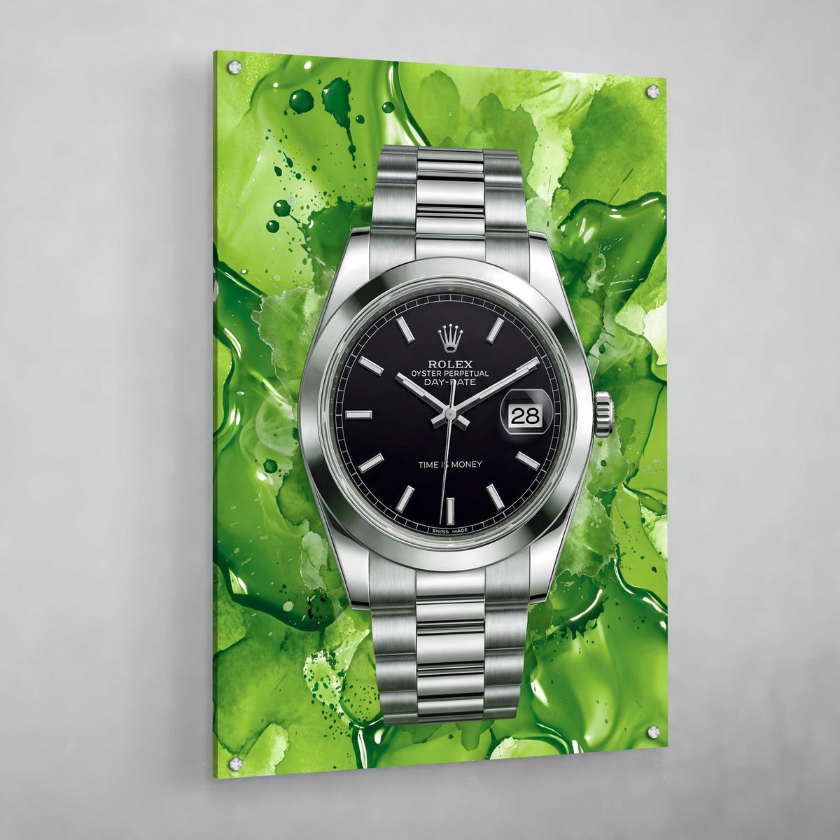 Emerald Splash Rolex Wall Art - Luxury Art Canvas