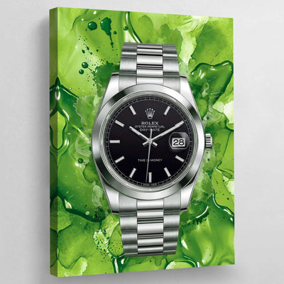 Emerald Splash Rolex Wall Art - Luxury Art Canvas
