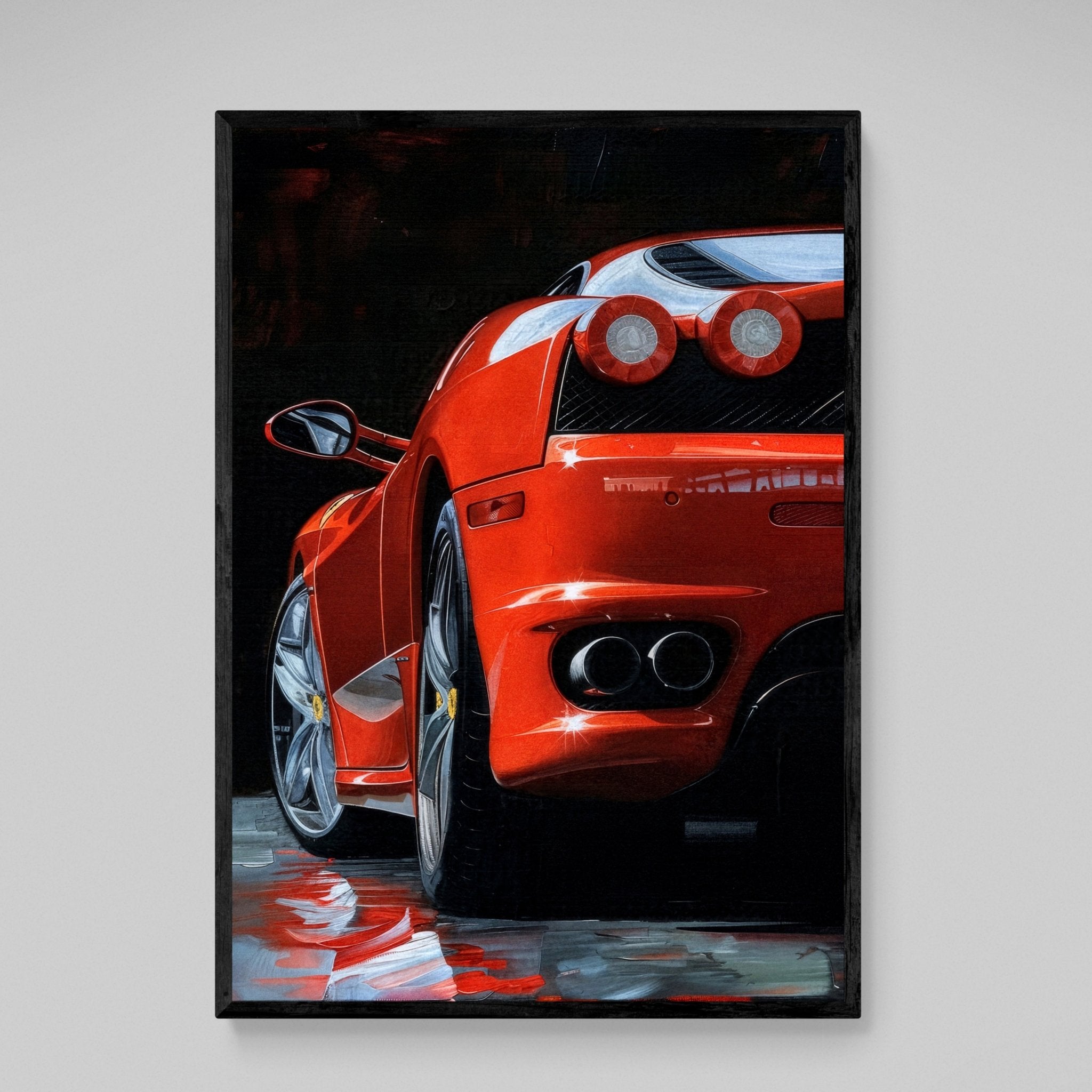 Red Car Racing Canvas Wall Art - Luxury Art Canvas