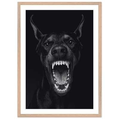 Fierce Doberman Black and White Wall Art - Luxury Art Canvas