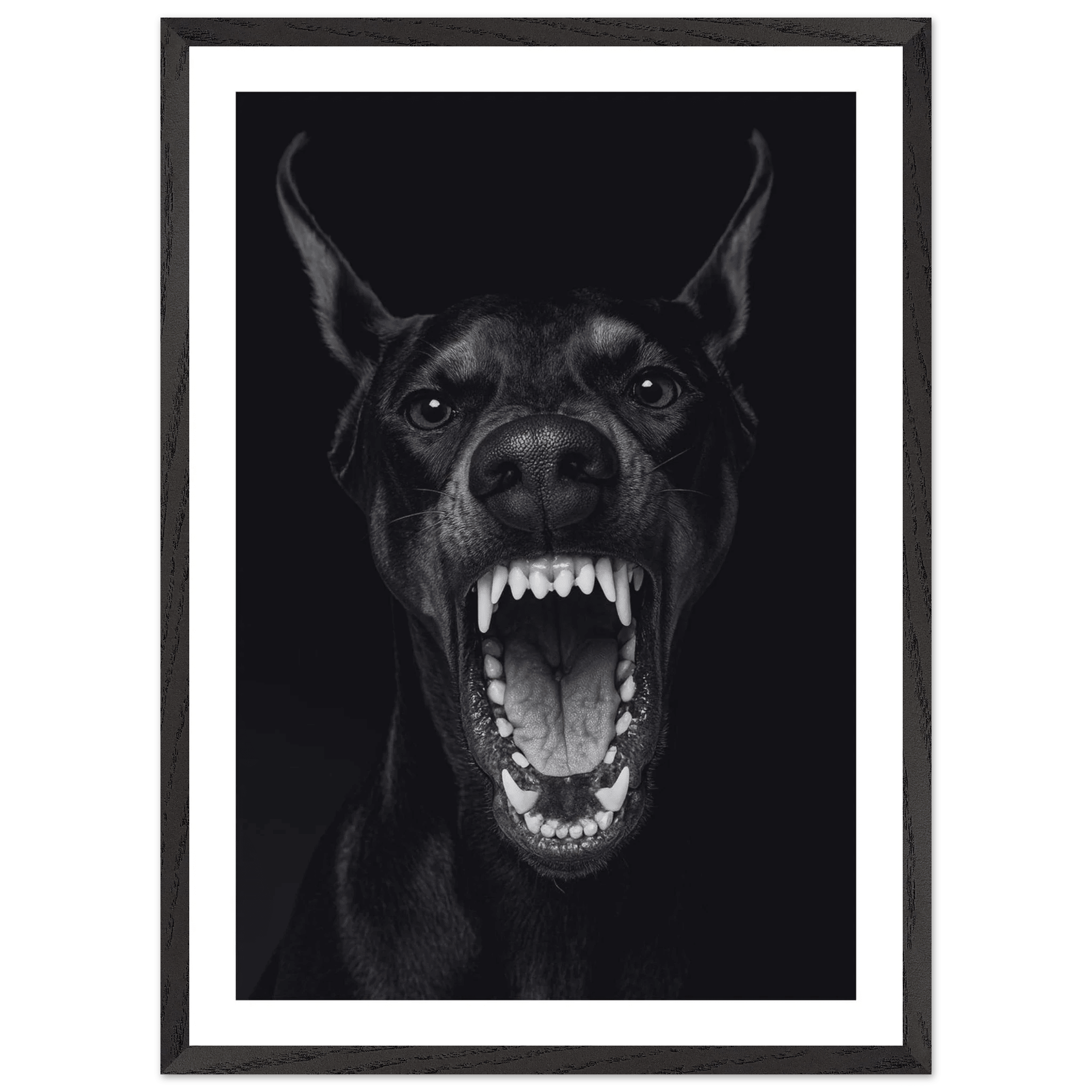 Fierce Doberman Black and White Wall Art - Luxury Art Canvas