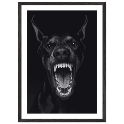 Fierce Doberman Black and White Wall Art - Luxury Art Canvas