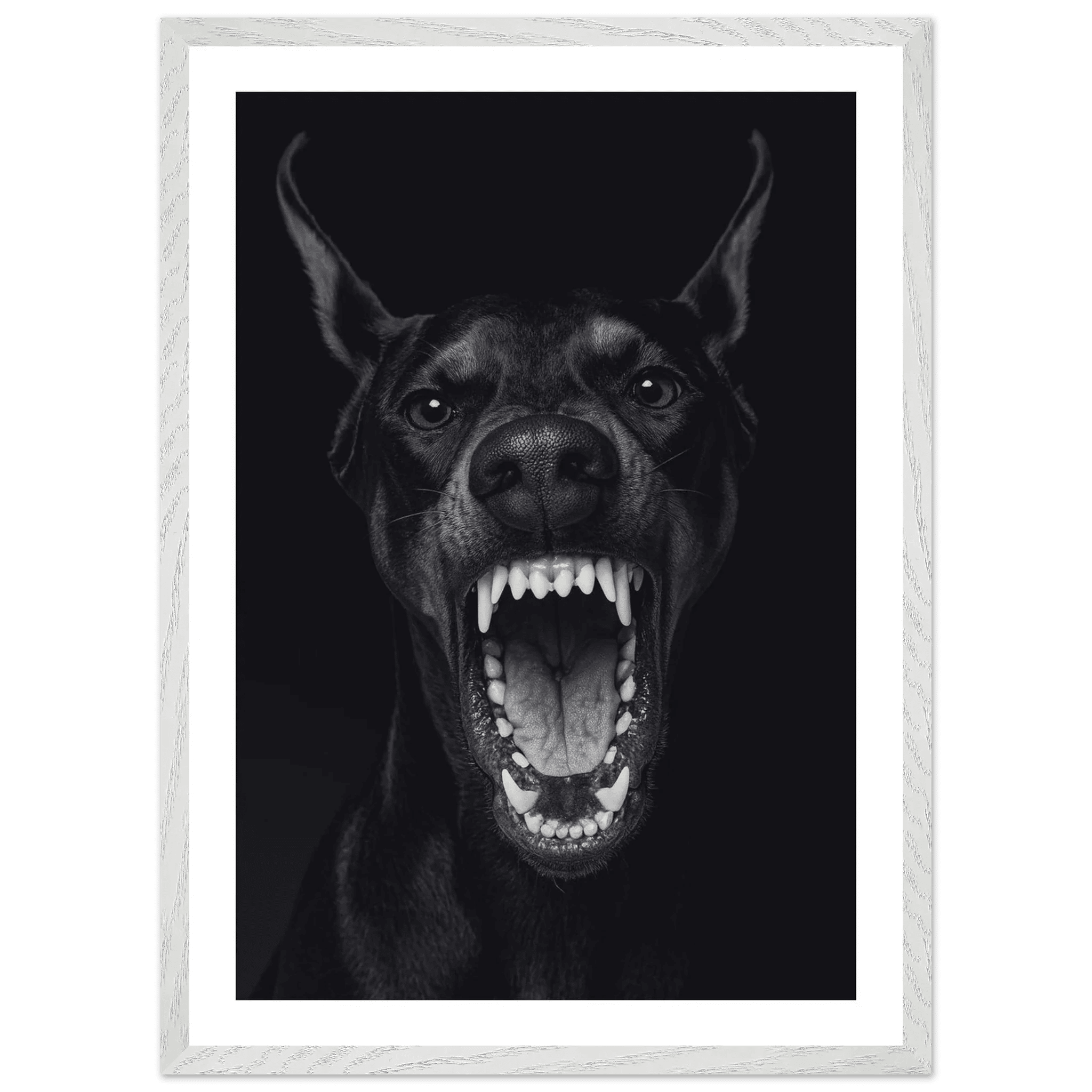 Fierce Doberman Black and White Wall Art - Luxury Art Canvas