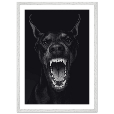 Fierce Doberman Black and White Wall Art - Luxury Art Canvas