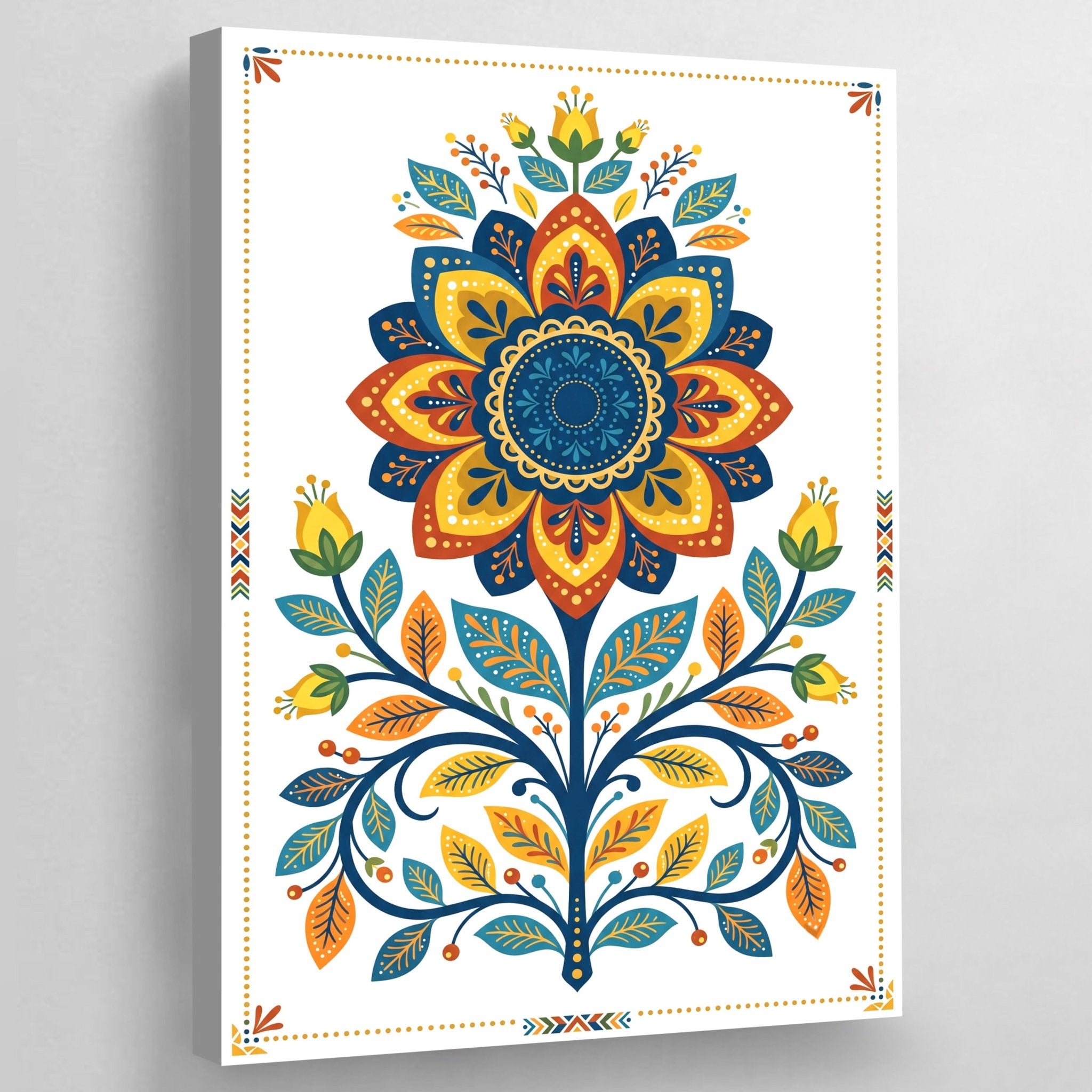 Floral Mandala Scandinavian Wall Art - Luxury Art Canvas