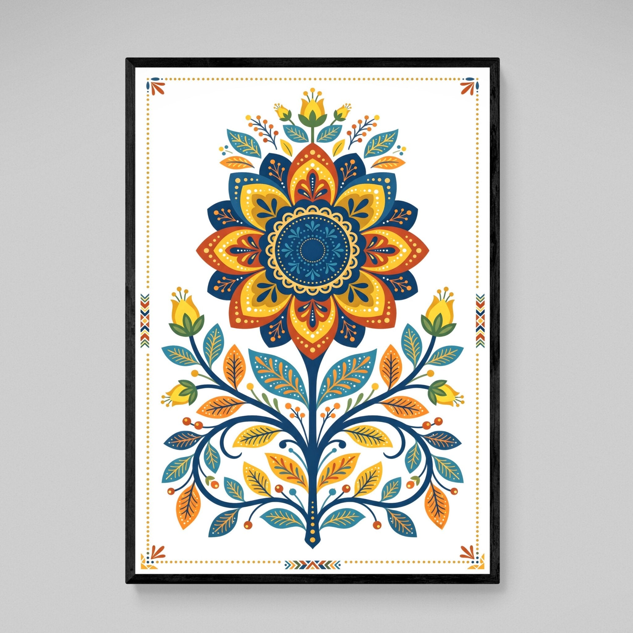 Floral Mandala Scandinavian Wall Art - Luxury Art Canvas