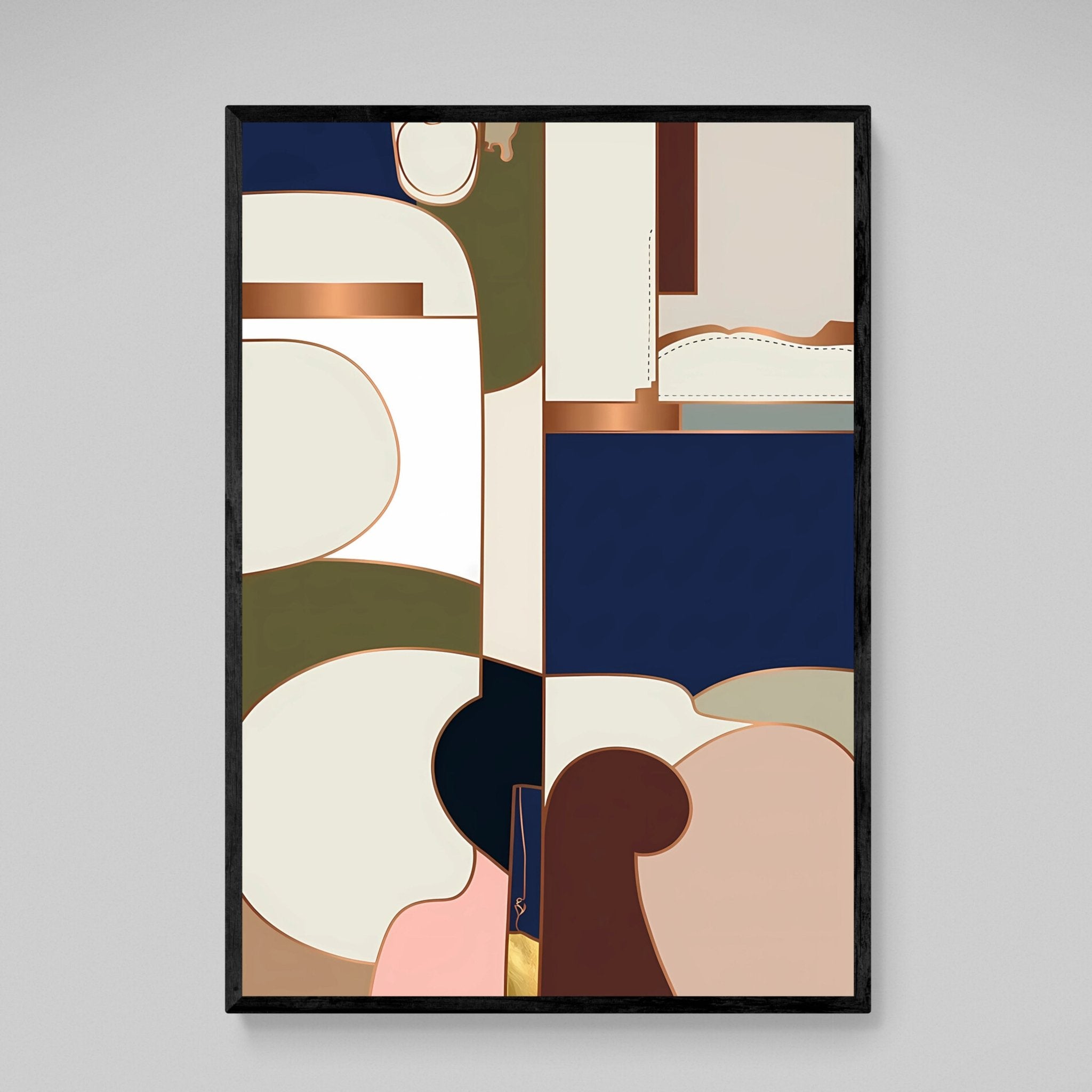 Geometric Block Design Abstract Wall Art - Luxury Art Canvas