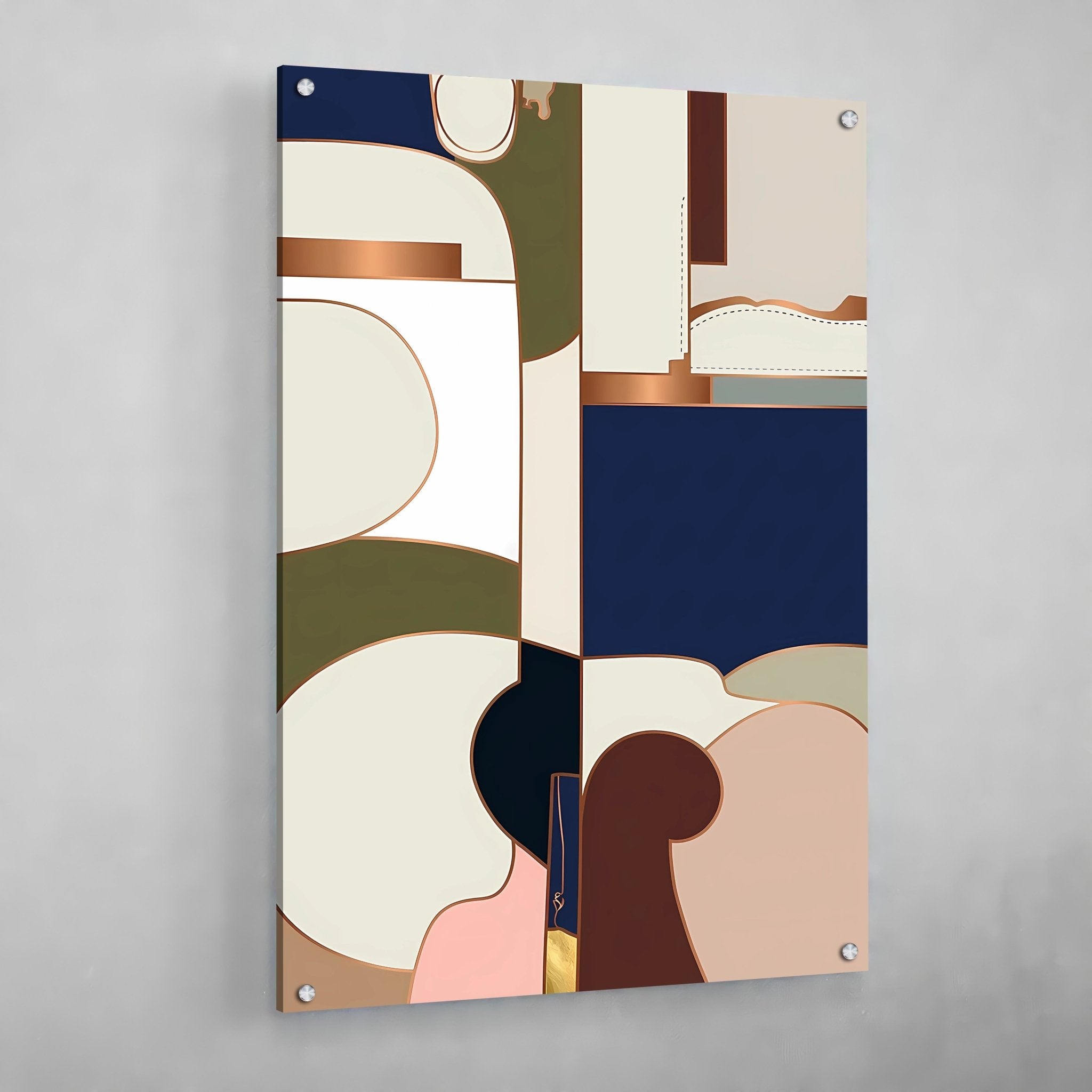 Geometric Block Design Abstract Wall Art - Luxury Art Canvas