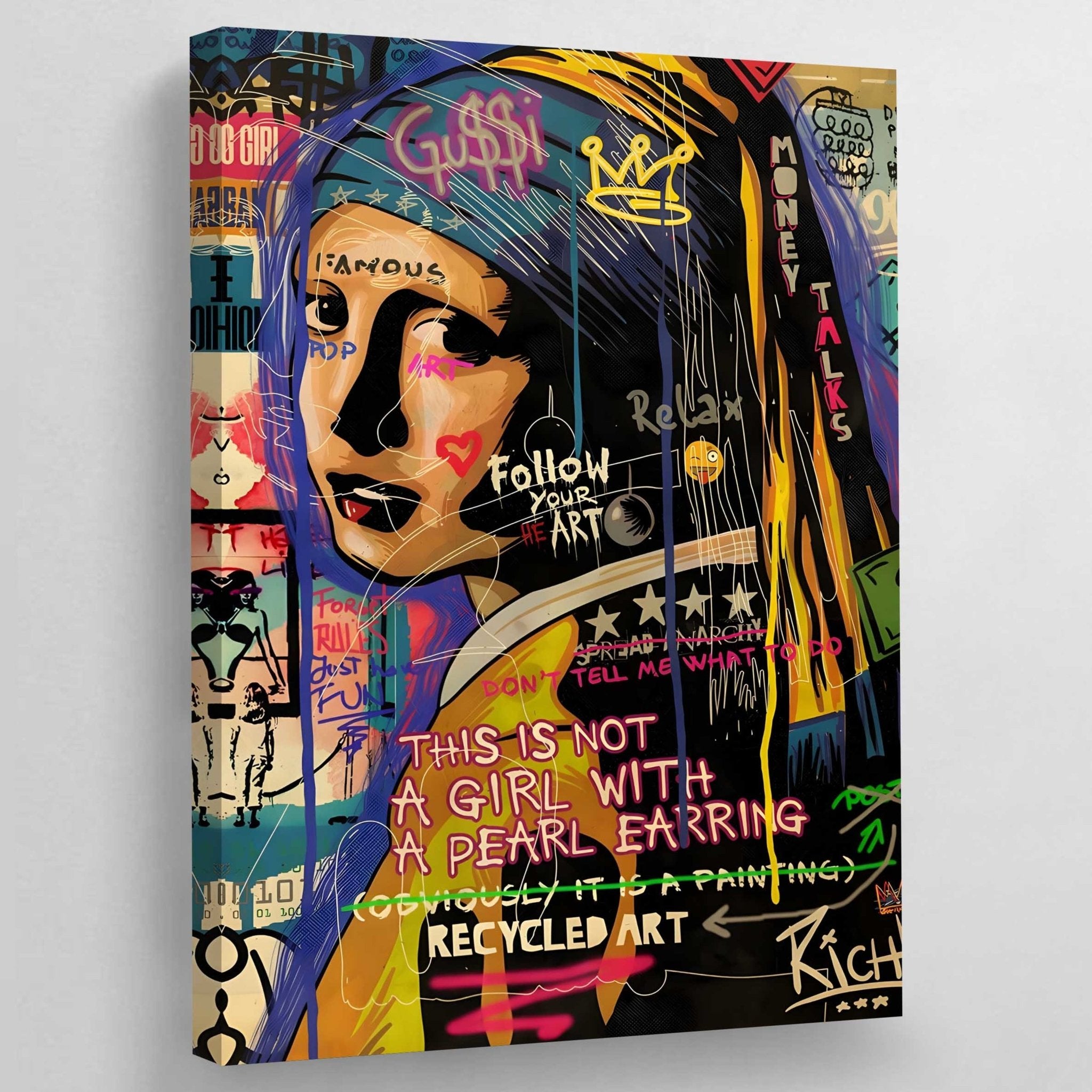 Girl With A Pearl Earring Street Art Canvas - Luxury Art Canvas