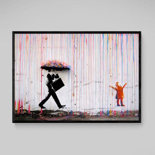 Banksy Colorful Rain Wall Art