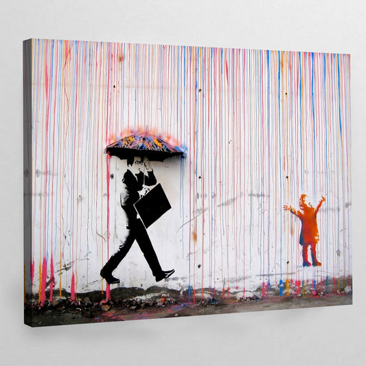 Banksy Colorful Rain Wall Art