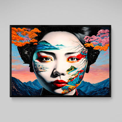 Japanese Woman Face Art Canvas - Luxury Art Canvas