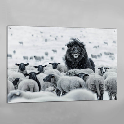 Lion Among Sheep Wall Art - Luxury Art Canvas