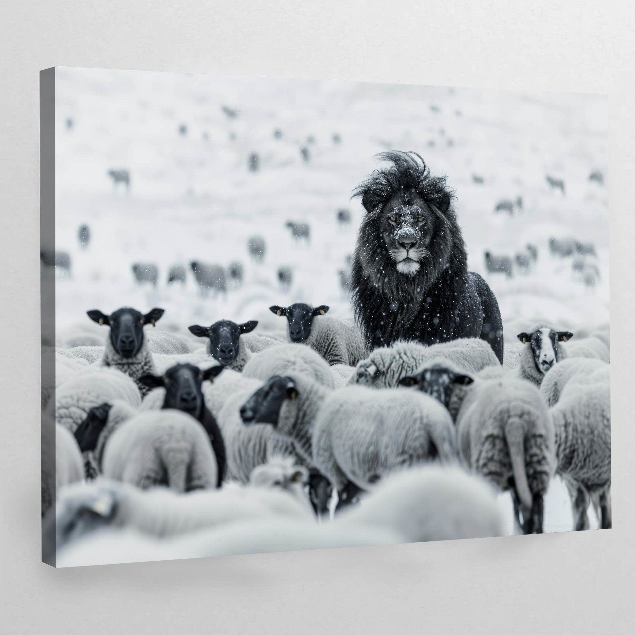 Lion Among Sheep Wall Art - Luxury Art Canvas