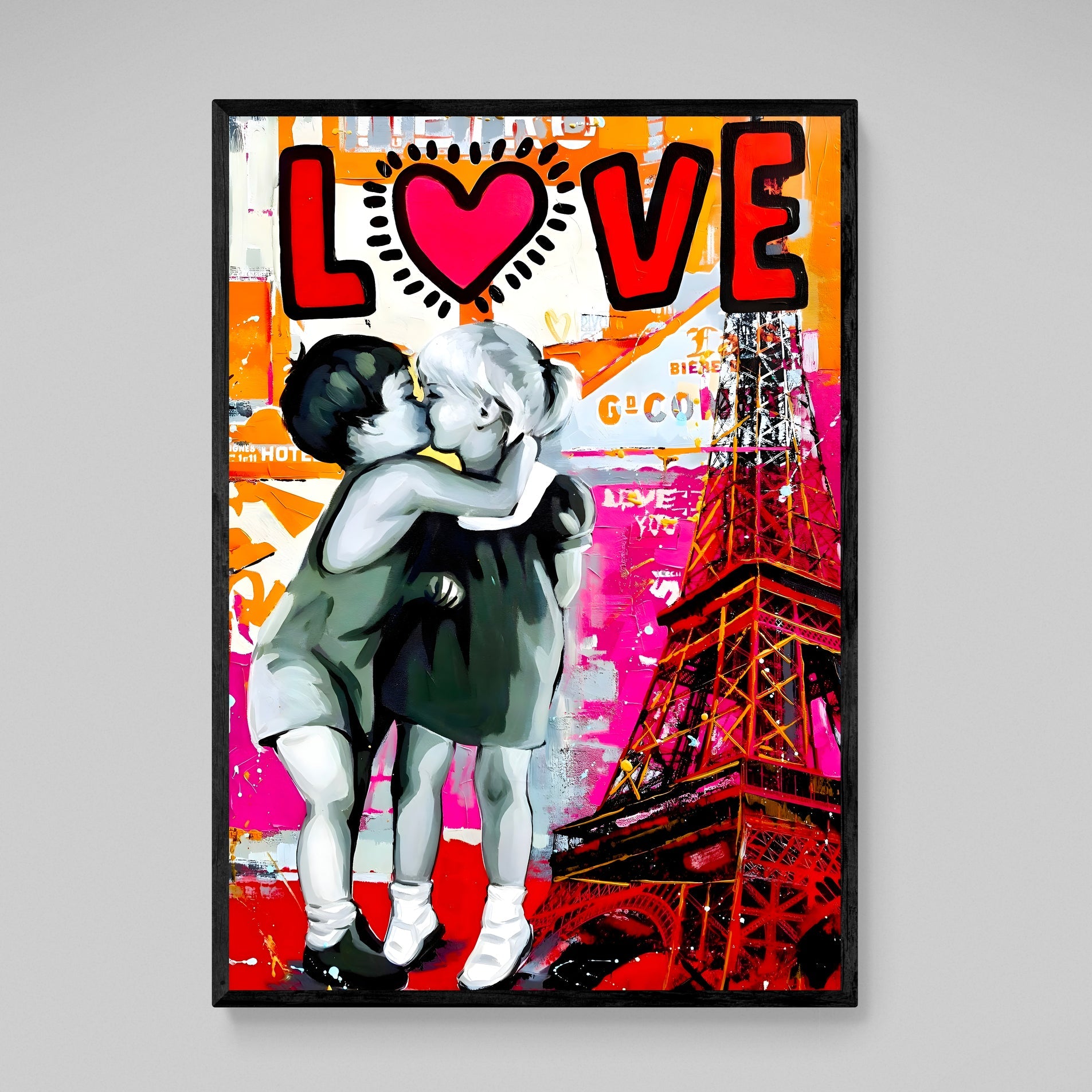 Love Paris Keith Haring Wall Art - Luxury Art Canvas