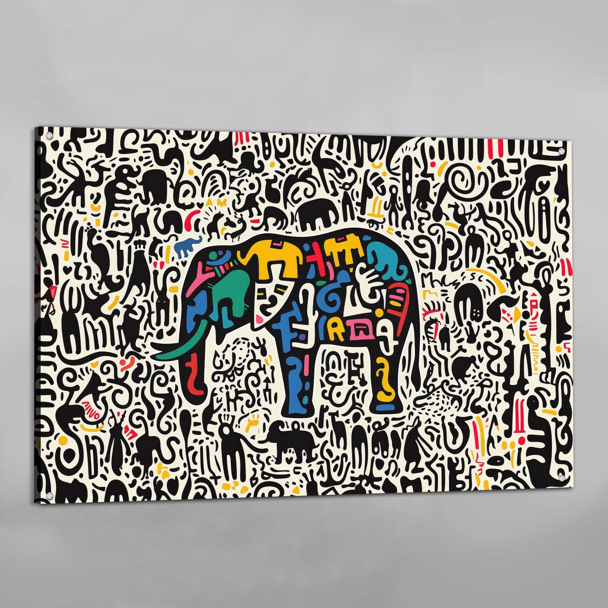 Modern Colorful Elephant Wall Art - Luxury Art Canvas