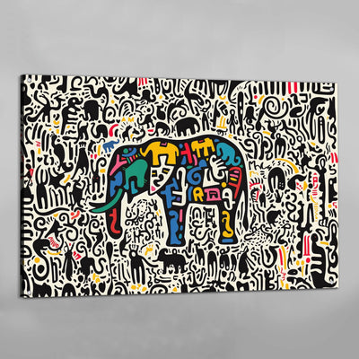 Modern Colorful Elephant Wall Art - Luxury Art Canvas